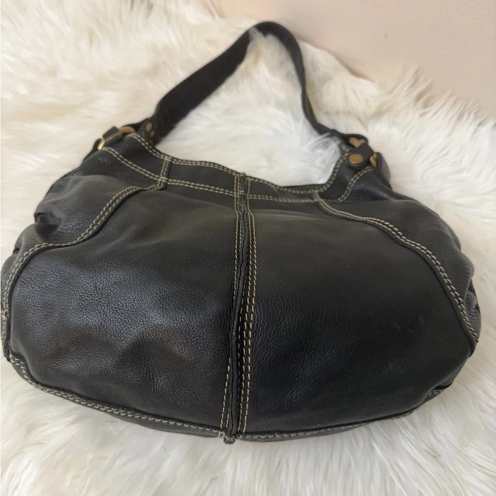 Lucky Brand Black Hobo Bag with Gold Accents